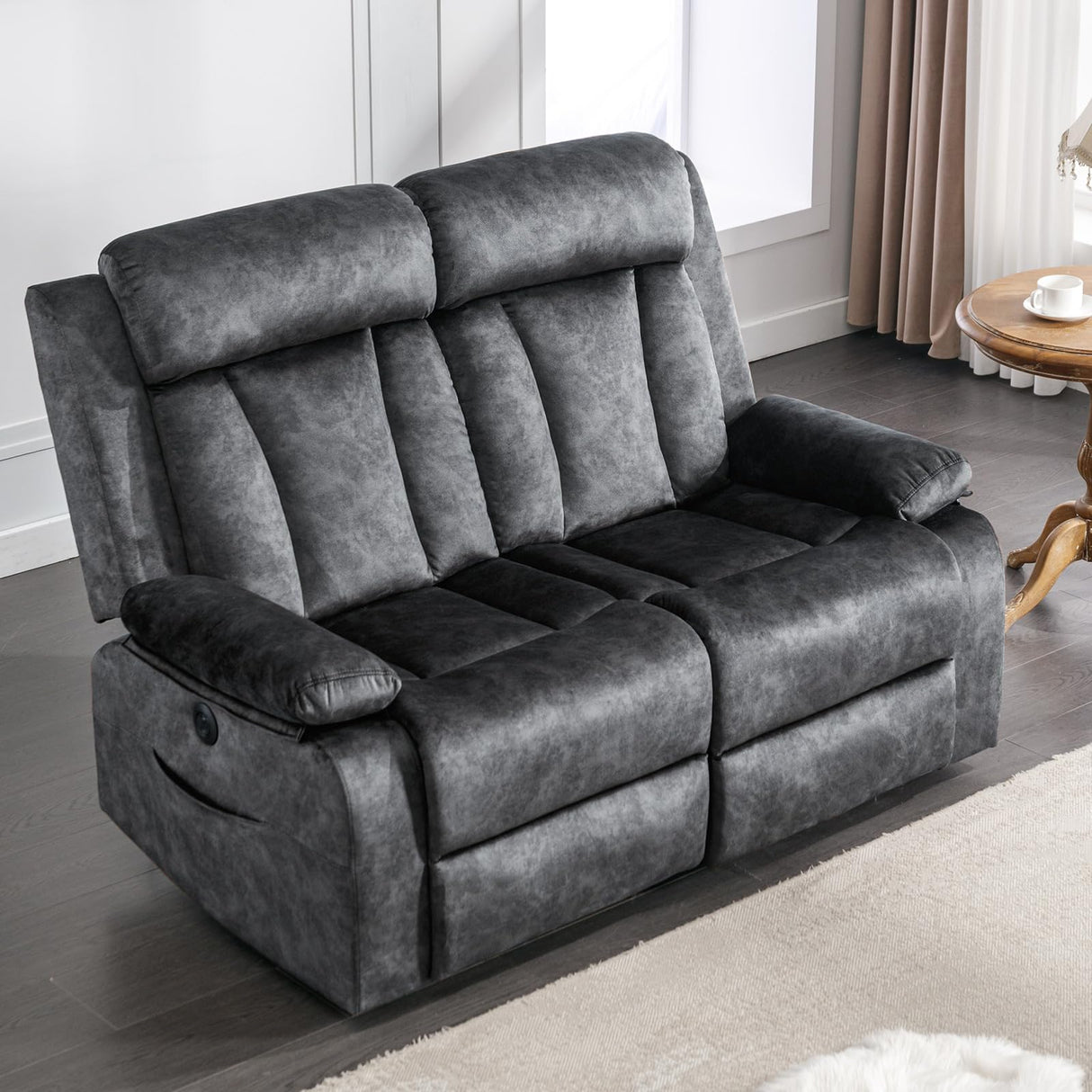 GUEAPY Power Reclining Loveseat with Console, Heat & Massage, Wall Hugger Design - 2-Seat Sofa with Cup Holders, USB & Type-C Ports, Plush Dutch Velvet Recliner for Living Room, RV, Office, Apartment GUEAPY