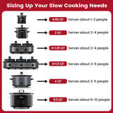KOOC 4 Quart Slow Cooker, Free Liners Included for Easy Clean-up, 3 Temperature Settings, Dishwasher Safe Crock, Stainless Steel, RED, Ellipse KOOC