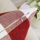 MIULEE Pack of 2 Christmas Classic Farmhouse Buffalo Check Plaids Linen Soft Soild Decorative Square Porch Throw Pillow Covers Home Decor Cushion Case for Sofa Bedroom 18x18 Inch, White and Red MIULEE
