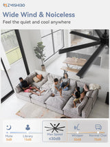 ZMISHIBO 72 Inch Ceiling Fan No Light, Large Black Ceiling Fan with Remote, Quiet DC Motor, and 6 Speeds, Indoor/Outdoor Industrial Ceiling Fans 8 Aluminum Blades for Patio, Garage, Shop, Black ZMISHIBO