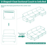 mestyl Comfy Sectional Couch with 2 Ottoman, U Shaped 4 Deep Seat Fluffy Cloud Sofa, 157" Modern Modular Soft Couches Set for Living Room, Chenille, Beige White, MT001 mestyl