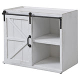 FirsTime & Co. White Bolton Barn Door End Table, Side Table, Night Stand, Wood and Metal, 26 x 14 x 21.5 inches FirsTime