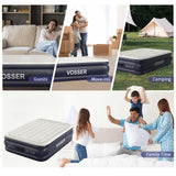 VOSSER Air Mattress Full with Built in Pump,18''Inflatable Mattress of Upgraded Vertical Beams,Self Inflatable/Deflation Blow Up Mattress in 3 Mins,Flocked Top Airbed with Carry Bag for Home, Camping VOSSER