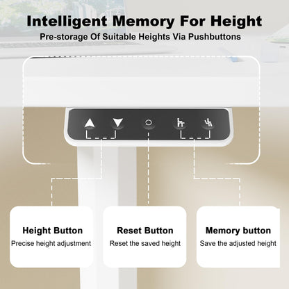 JUMMICO Electric Standing Desk, Adjustable Height Desk 63 x 27 Inch with Monitor Stand, Home Office Computer Desk (White) - WoodArtSupply