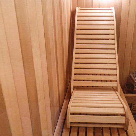Smartmak Adjustable Canadian Red Cedar Sauna Lounge Chair with Ergonomic Backrest Smartmak