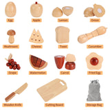 WHOHOLL Wooden Play Food, Toddler Cutting Play Food Sets for Kids Kitchen, Velcro Fake Food Fruit Toys for Pretend Play Kitchen, Montessori Toy Kitchen Accessories for Girls Boys Gifts WHOHOLL