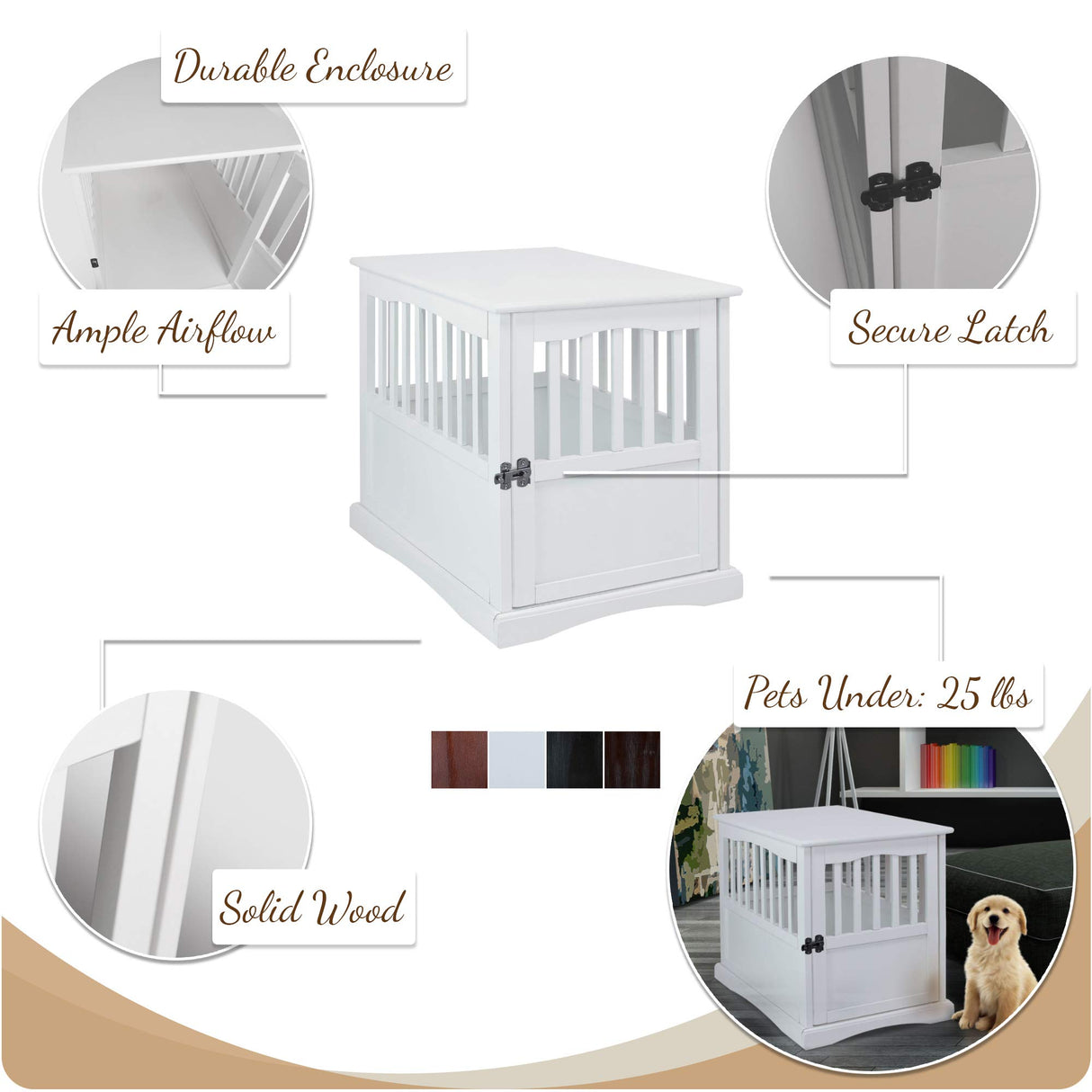 Casual Home Wooden Pet Crate, End Table, Medium, New Black Casual Home