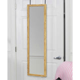 Mirrotek - Full Length Adjustable Over The Door Mirror White Wood Finish Hanging Instant Install Long Body for Bedroom, Dorm Room, 14" x 48" Mirrotek