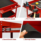 ARNOT 3 Tier Rolling 330 LBS Tool Cart on Wheels for Mechanics, Heavy Duty Tool Cart with Drawers, Perfect for Garage, Warehouse & Repair Shop, Red ARNOT