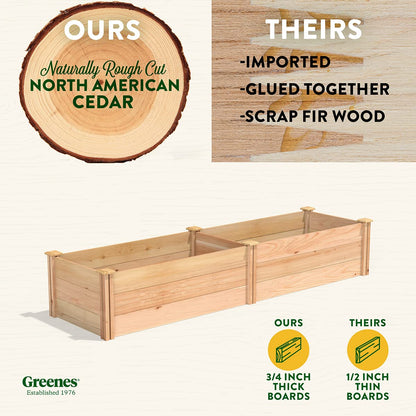 Greenes Fence Premium Cedar Raised Garden Bed, 2' x 8' x 16.5" - Made in USA with North American Cedar - WoodArtSupply