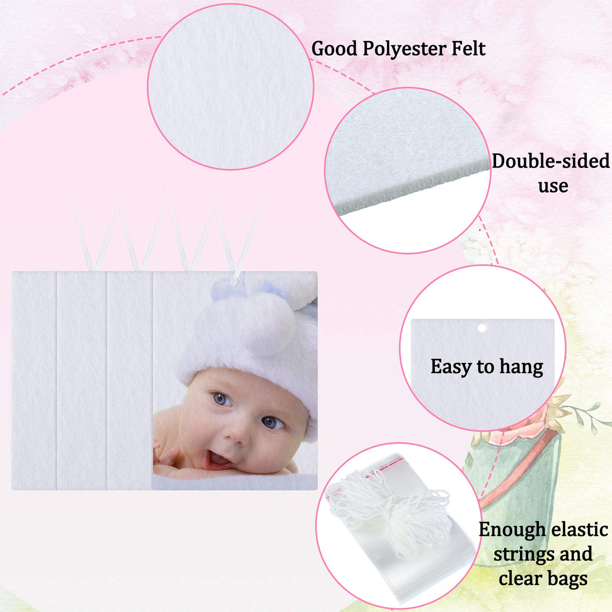 150 Pieces Sublimation Air Freshener Blanks Car Hanging Sheets Air Freshener Sheets Felt Air Freshener Rectangle Fragrant Sheets with Elastic Rope and 200 Pieces Bags for Car Interior Decoration Frienda