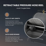 Giraffe Tools Grandfalls Pressure Washer Plus+, Electric Wall Mount Power Washer with 100FT Ultra-Soft Pressure Hoses, 2400PSI, 2.0GPM, 4 Nozzles, Foam Cannon for Cars/Patios, Dark Silver Giraffe Tools