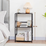 LOAKEKEL Record Player Stand, Vinyl Record Storage Up to 200 Albums, 3 Tier End Table with Removable Dividers, Tall Side Table for Living Room, Bedroom, Black, HETCD010BK1 LOAKEKEL