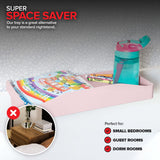 Modern Innovations Bedside Shelf for Bed, College Dorm Room, Bunk Bed Shelf for Top Bunk, Clip On Nightstand, Baby Changing Table Tray, Cup Holder for Kids, Bunkbed Caddy for Table Storage (Pink) Modern Innovations