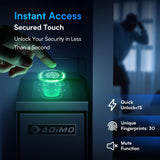 Gun Safe, Slider Biometric Gun Safe for Handgun Supports 3 Quickly Access Ways, Fingerprint, PIN Code and Key, Pistol Safe for Car, Truck, Desk, Bedside Handgun Safe ADIMO