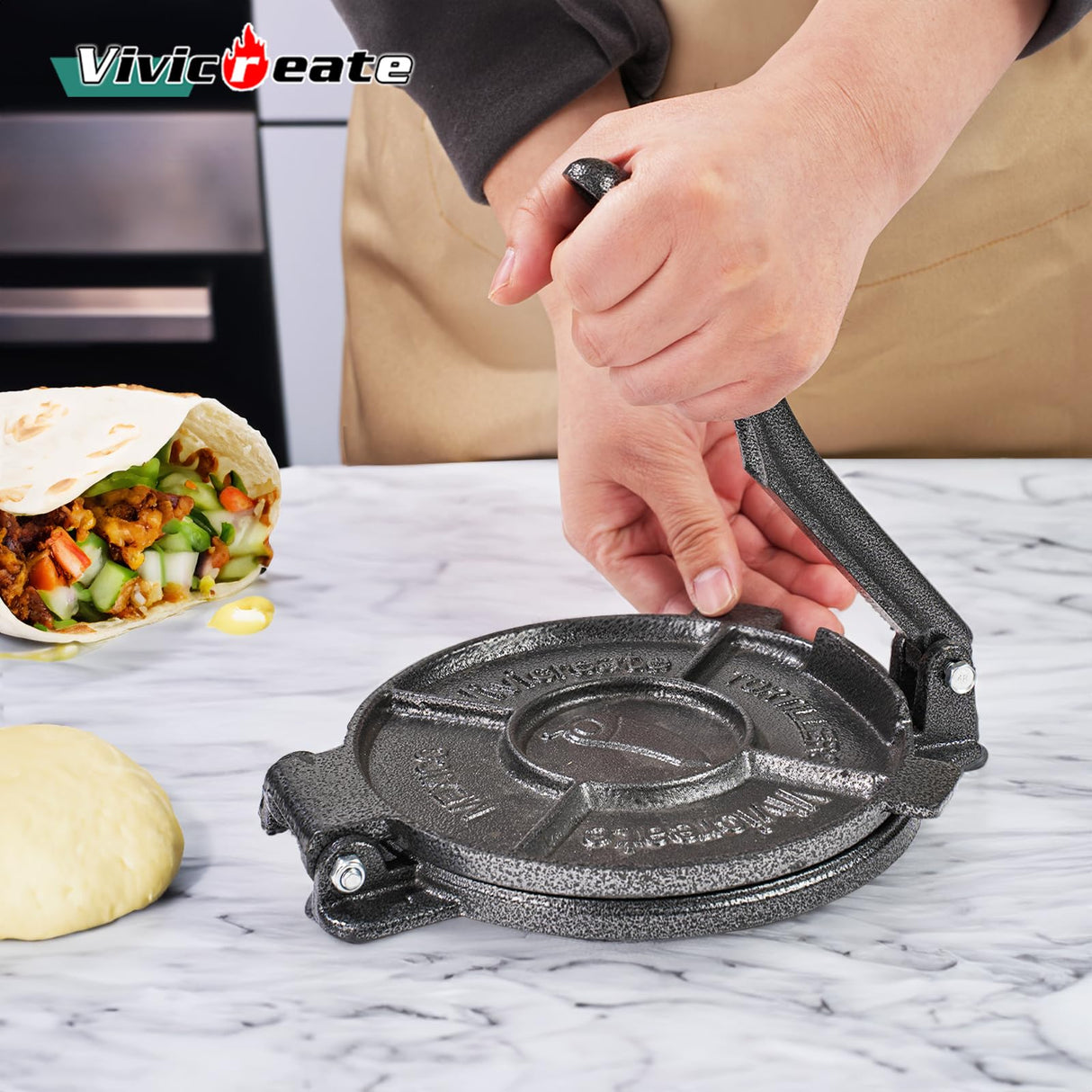 Vivicreate Tortilla Press,Tortilla Maker, Dough Press,Flour Tortilla press, Rotis Press, Quesadilla,Tortilla Makers (7.5 inch) vivicreate