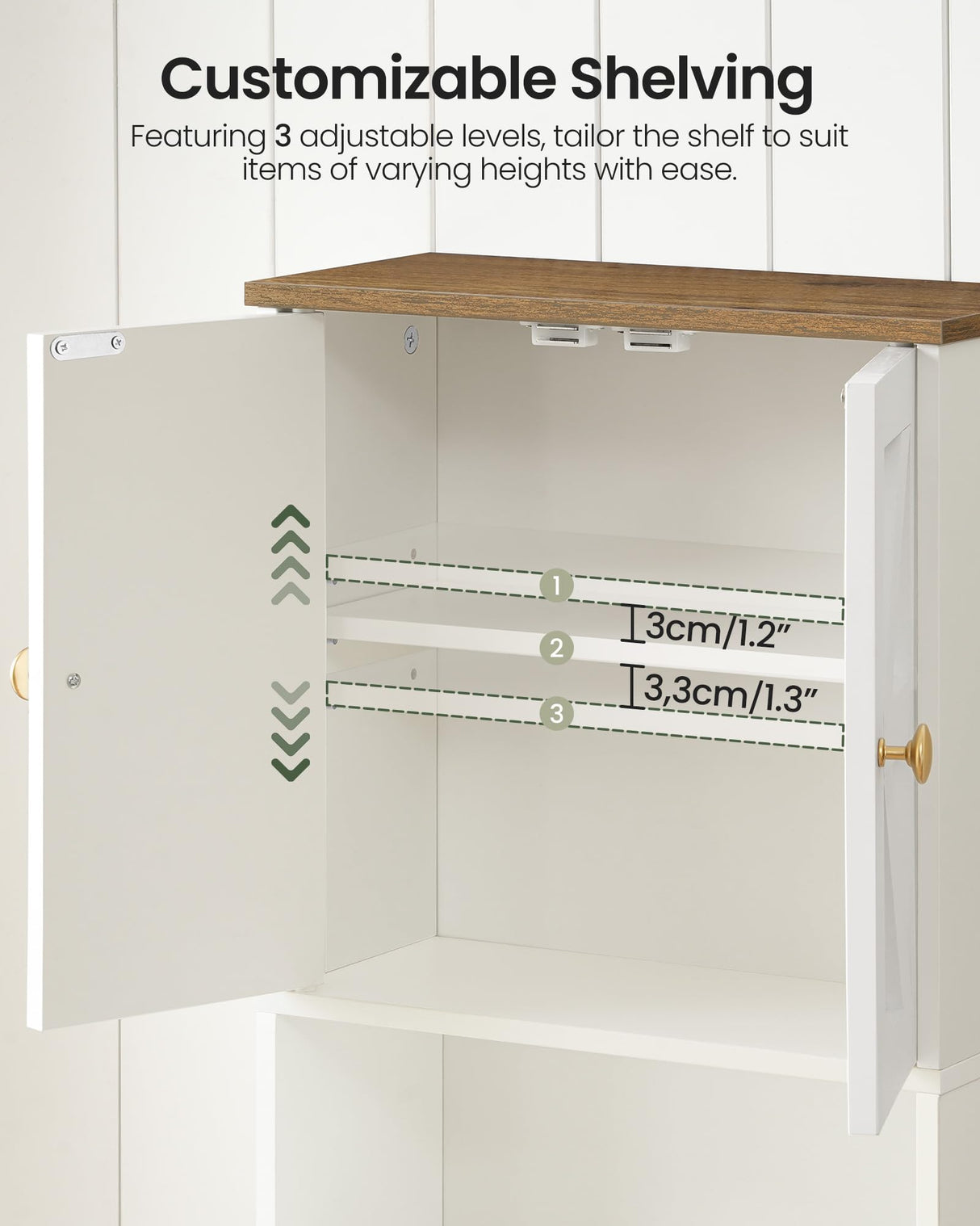 CHOEZON Bathroom Wall Cabinet, Medicine Cabinet with Open Partition and Towel Bar, Rustic Storage Cabinet with Open and Hidden Storage Space, for Bathroom, Living Room, Kitchen, White and Walnut CHOEZON