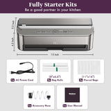 Mesliese Vacuum Sealer Machine, 85kPa 120W Automatic Food Sealer, Powerful Sealing System, Build-in Cutter | Bags Storage | Moist Mode and Air Suction Hose | 2 Bag Rolls and 5pcs Pre-cut Bags Mesliese