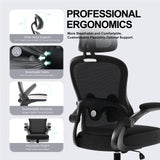 TUKAKA Ergonomic Office Chair,Ultra Thick Office Desk Chair with Adjustable Lumbar Support and Headrest,Spring Cushion,Rocking Function,Flip-up arms,Mesh Computer Chair for Home Office,White TUKAKA