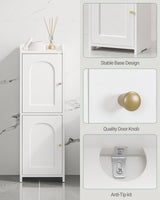 Hzuaneri Bathroom Storage Cabinet, Corner Floor Cabinet with 2 Doors and Adjustable Shelf, Narrow Toilet Paper Cabinet, Bathroom Organizer for Small Spaces, White BC19913X Hzuaneri