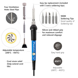 Soldering Iron Kit, 60W Soldering Iron, 5 Soldering Iron Tips, 21-in-1 Adjustable Temperature, Solder Wire, Stand, Desoldering Pump, Soldering Welding Iron Kit for Electronics Hobby DIY 110V US Plug Plusivo