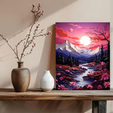 xcemhil Paint by Numbers Kit for Adults Landscape, Paint by Number Moutain and Moon, Pink Landscape Paint by Numbers Kit for Adults Beginner for Gift and Home Wall Decor 16x20 Inch xcemhil