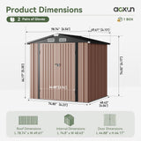 Aoxun 6.2x4 FT Shed Outdoor Storage Shed Metal Garden Shed with Lockable Doors & Slooping Roof Tool Shed Bike Shed for Backyard, Patio, Poolside (Brown) Aoxun