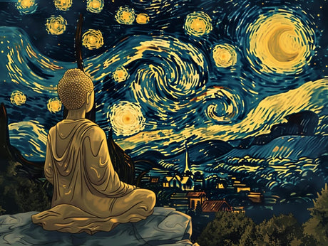 Ginfonr DIY 5D Diamond Art Kits for Adults, Buddha Diamond Painting for Adults, Diamond Art Starry Sky Full Drill, Diamond Art Kits Embroidery Rhinestone Craft for Home Wall Decor 12 * 16 Inch Ginfonr