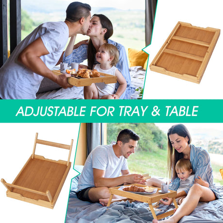 Artmeer Bed Tray Table with Folding Legs,Bamboo Breakfast in Bed for TV Table, Laptop Computer Tray,Eating,Snack Tray(Bamboo) Artmeer