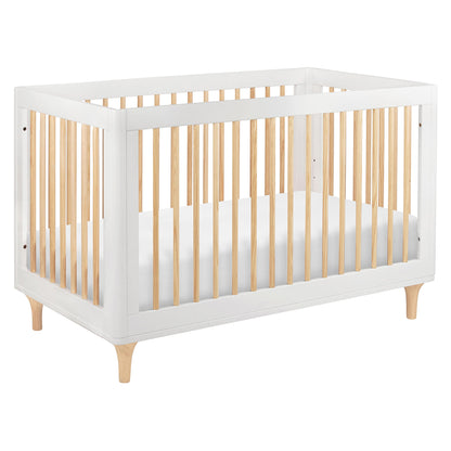 Babyletto Lolly 3-in-1 Convertible Crib with Toddler Bed Conversion Kit in White and Natural, Greenguard Gold Certified - WoodArtSupply