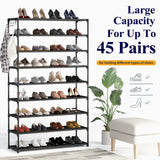 Kitsure Shoe Rack - Premium Non-Woven Shoe Rack Shelf, Shoe Organizer for Closet, Entryway, Garage & Corridor, Sturdy & Durable Long Stackable Shoe Shelves, 5X-Large, Black Kitsure