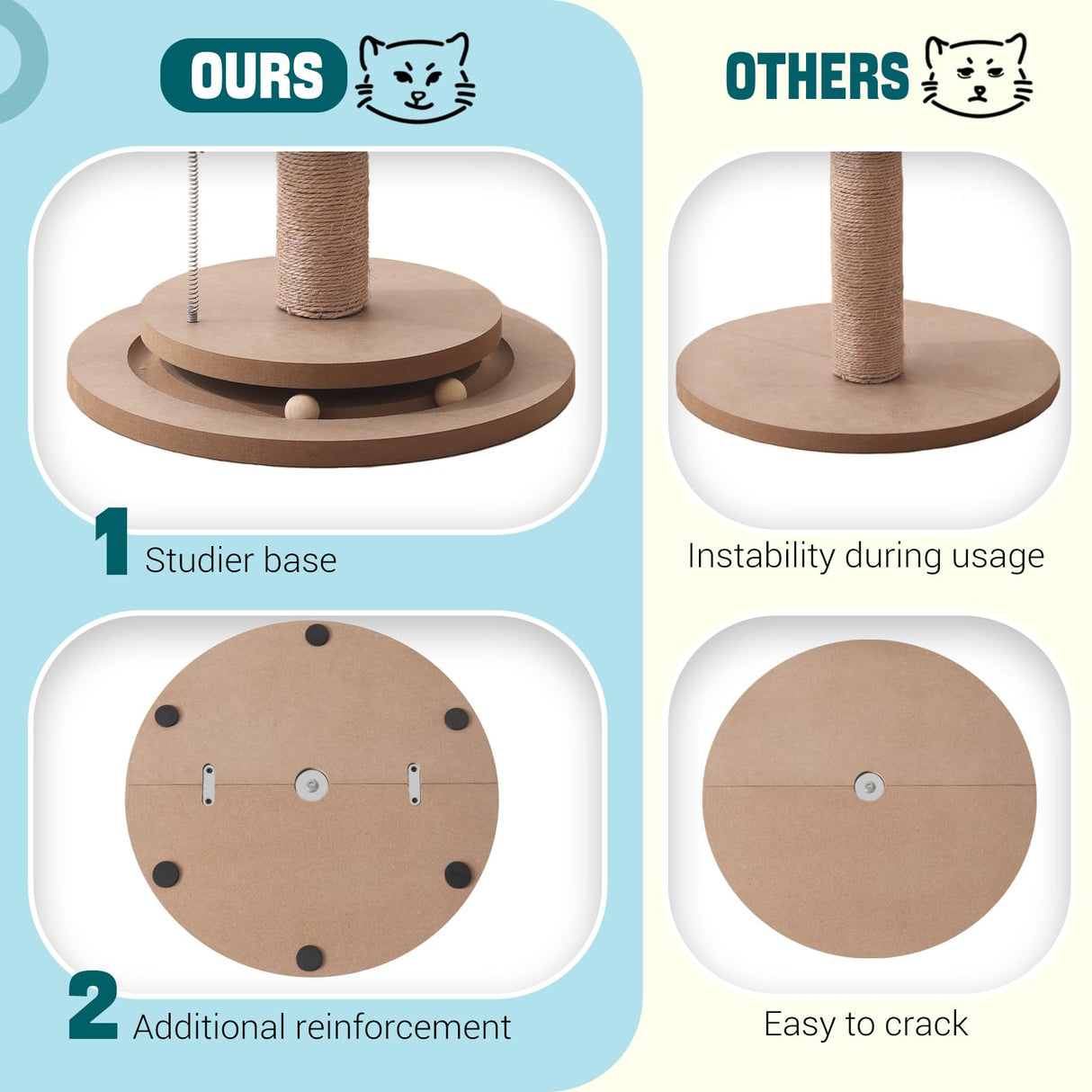 Aplatho Scratching Posts for Indoor Cats Adults - 33.2" Tall Cat Scratching Post with Sisal Rope - Cute Kitten Cat Tree Scratching Post with Interactive Ball Track Aplatho