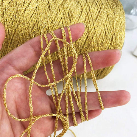 Clisil 100gram DIY Gold Yellow Lurex Thread Shining Yarn Glitter Sparkle Yarn Metal Yarn DIY Fancy Sparkle Yarn Crochet Knitting Sweater Scarf Bag Yarn Accessory Yarn CLISIL