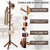 WANGMUXIA Coat Rack, Freestanding Coat Rack with 8 Hooks and 3 Adjustable Size Tree Coat Racks for Bedroom, Hallway, Entrance, Office, for Hats, Coats, Scarves, Handbags WANGMUXIA