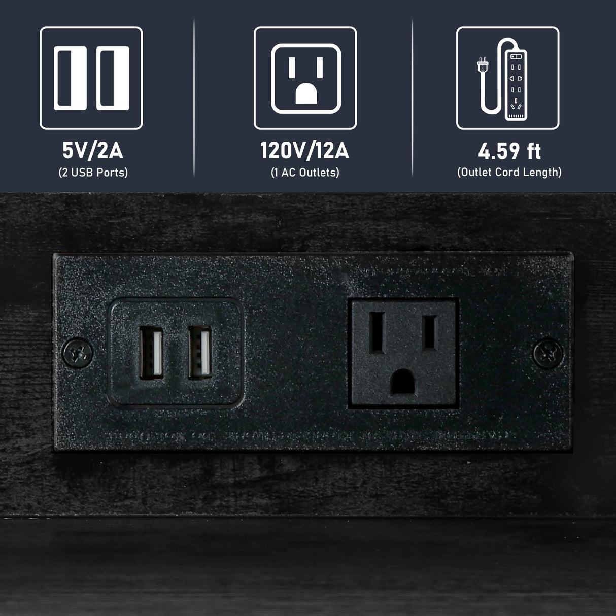 DGSANDGO Record Player Stand with Charging Station, 3 Tier End Table with Vinyl Record Holder, Record Shelf Up to 100 Albums, for Living Room, Bedroom, Office.（Black） DGSANDGO