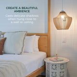 Bellaniks Wood Pendant Light - Easy-to-Assemble Ceiling Chandelier - Modern Boho Hanging Lamp Lighting Fixture for Dining, Kitchen, Bedroom, Living Room - Adjustable Nylon Cord, Uses Standard Bulb Bellaniks