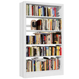 FogQueen 71" Metal Book Shelf,5 Tier Bookshelf with Adjustable Shelves,White Bookshleves and Bookcases,Heavy Duty Library Book Case,Modern Open Bookshelf for Living Room,Bedroom,Office (White) FogQueen