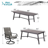 PHI VILLA 9 PCS Patio Dining Set, 8 Padded Swivel Dining Chair with Quick-Dry Cotton and 1 Extandable Metal Table,E-Coating for Rustproof for Outside, Poolside PHI VILLA