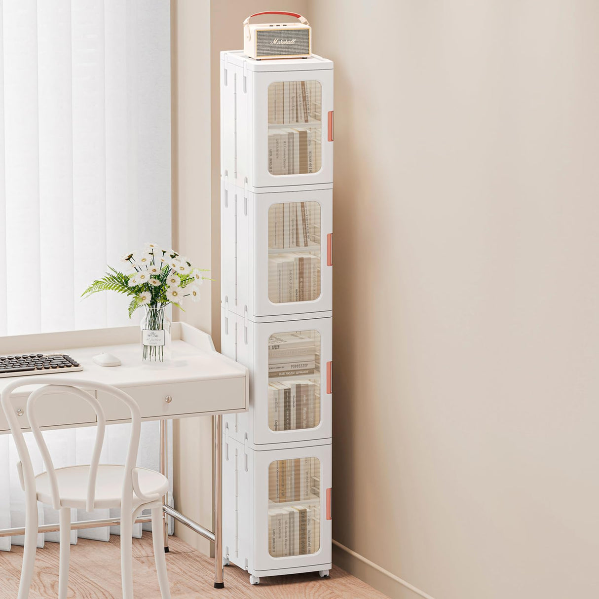 CXCJAI Slim Multi-Functional Storage Cabinet with Adjustable Shelves CXCJAI