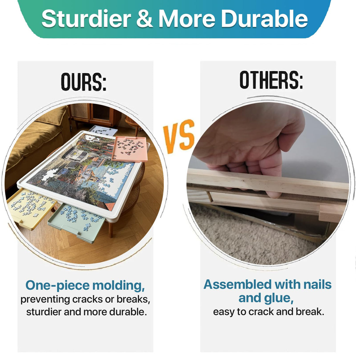 Playboda 1500 Pieces Rotating Plastic Puzzle Board with Drawers and Cover, 35"x27" Portable Jigsaw Puzzle Table for Adults, Lazy Susan Spinning Puzzle Boards, Multicolor (Patent Design) Playboda