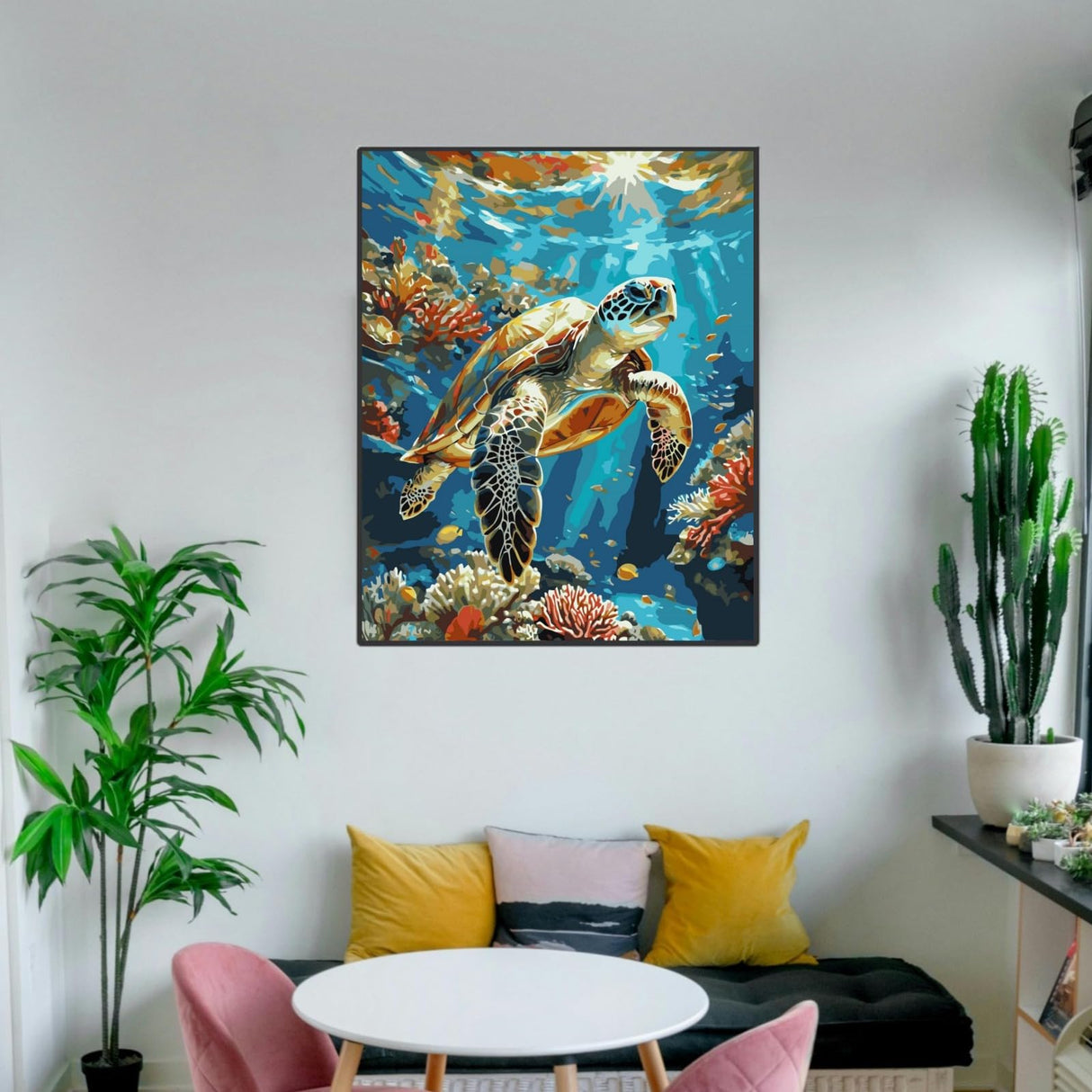 ldazao Painting by Numbers for Adults Number Oil Painting Kit Paint by Numbers Kit Beginner Turtle DIY Painting Kits for Adults Without Frame Paint by Number On Canvas for Gift Home Wall Decor ldazao