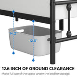 Yaheetech Classic Metal Platform Bed Frame Mattress Foundation with Victorian Style Iron-Art Headboard/Footboard/Under Bed Storage/No Box Spring Needed/Twin Size Black Yaheetech