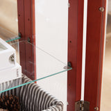 KEIKI Lighted Glass Display Curio Cabinet, 49" Tall Display Case with Adjustable Glass Shelves and Mirrored Back Panel for Living Room, Kitchen, Light Blub Included, Cherry KEIKI