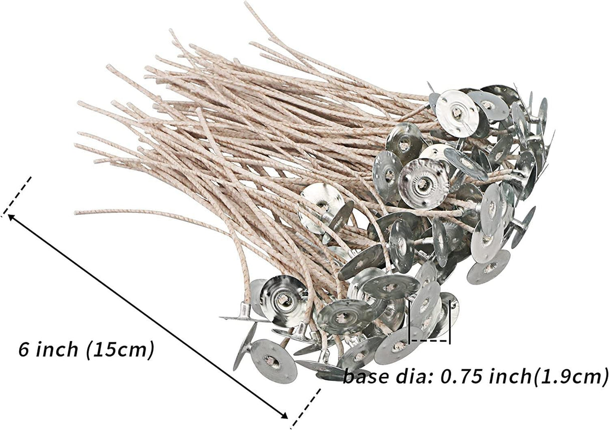 CD Series Candle Wicks for Soy Candles,100pcs CD 12 6" Pretabbed Wicks,Cotton & Paper Wicks for Candle Making GSXRB