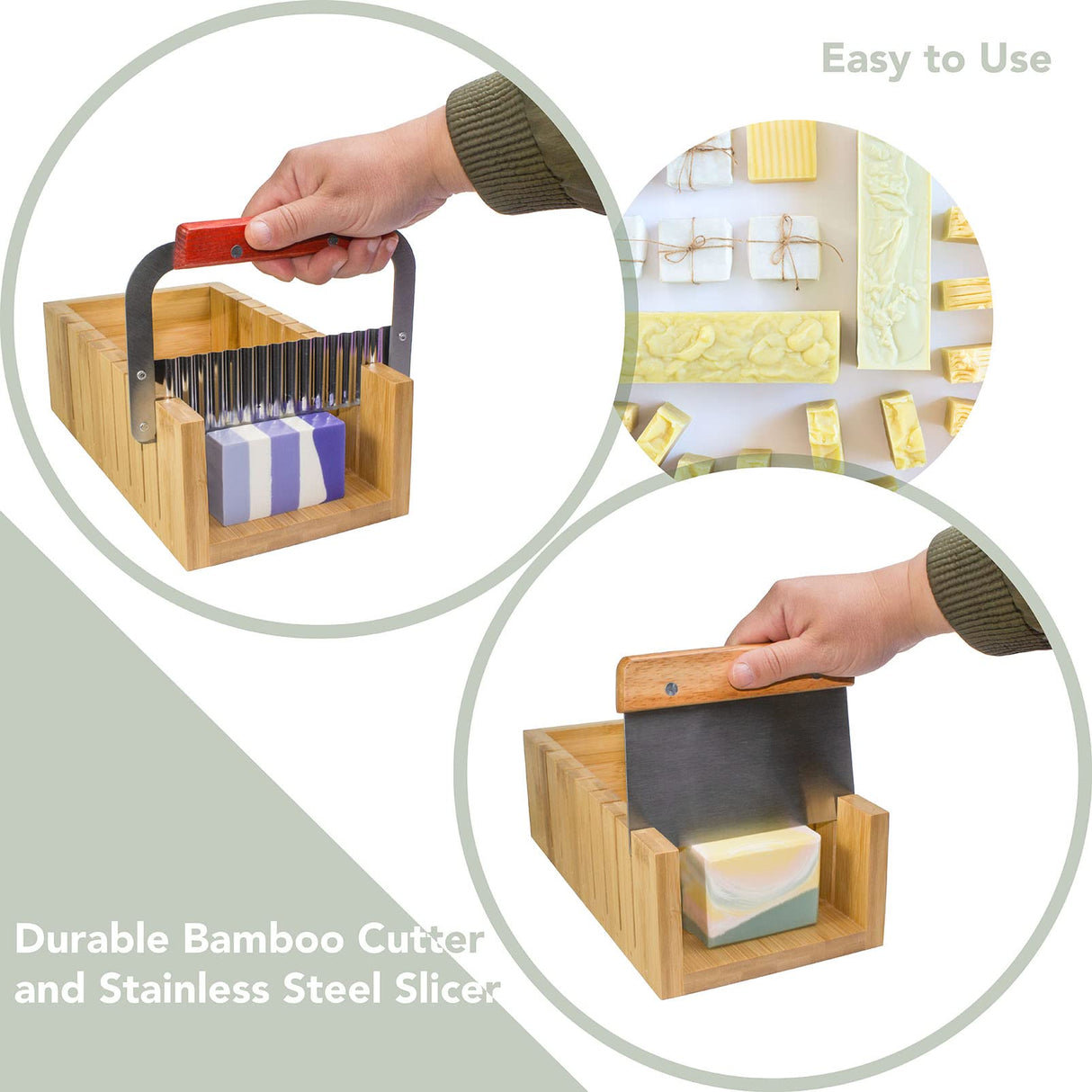 Soap Mold Making Kit with Wooden Cutter Soap Molds Silicone 46oz Purple | Melt and Pour or Cold Process, 50pc Soap Packaging Paper Bags and Slicer | Gift for Wife Women Housewife Soaper Hepgodin