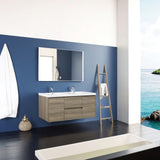 60 Inch Bathroom Vanity Double Sink, Modern Wall-Mounted Bathroom Storage Vanity Cabinet with Double Resin Top Basins and Soft Close Drawers, Ash Grey，60 Bathroom Vanity，Floating Vanity Bathroom Generic