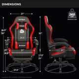 N-GEN Video Gaming Chair with Footrest High Back Ergonomic Comfortable Office Computer Desk with Lumbar Support Height Adjustable with PU Leather Recliner for Adults Women Men (Red) NEO CHAIR
