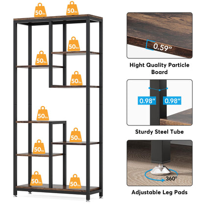 Tribesigns Industrial 6-Tier Bookshelf Set of 2 – Stylish Open Storage Bookcases for Living Room and Home Office - WoodArtSupply