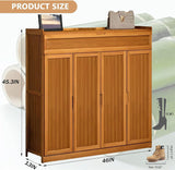 walkclpck Shoe Cabinet with 2 Flip Drawers, 7 Tier Shoe Storage with Adjustable Shelves, Bamboo Freestanding Shoe Rack Shoe Organizer for Entryway, Foyer, Hallway, Bedroom walkclpck