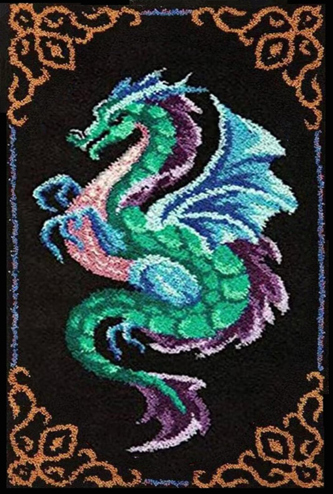YOOTOM Dragon Latch Hook Rug Kits for Adult, DIY Rug Crochet Making Kits with Pre-Printed Canvas and Latch Hook Tool and Enough Yarn, 20x15in YOOTOM